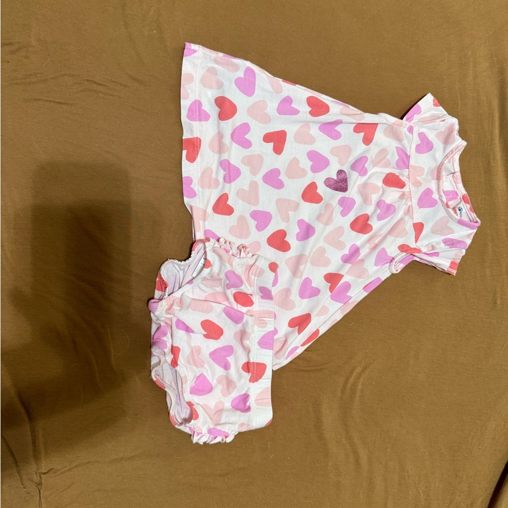 Magnetic me pink heart dress with romper